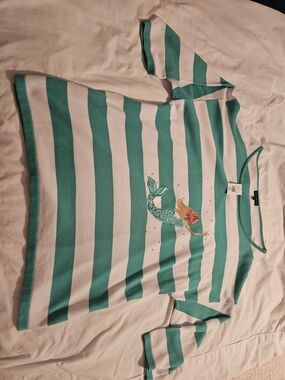 NWT Bua Bua Women's Teal/White Sequin Mermaid Sweater XXL